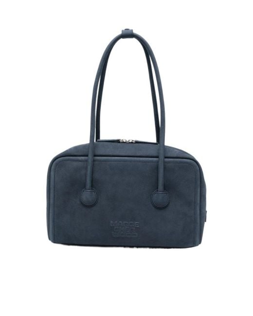MARGE SHERWOOD Blue Zippered Shoulder Bag