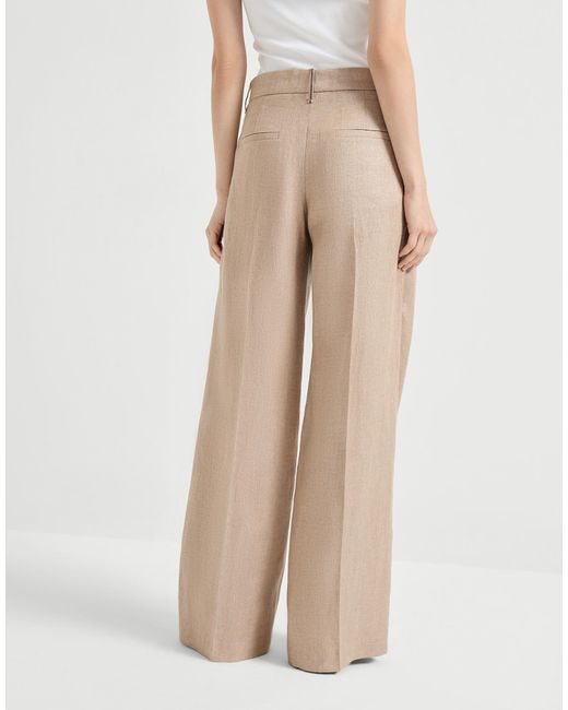 Brunello Cucinelli Natural Loose Pleated Trousers