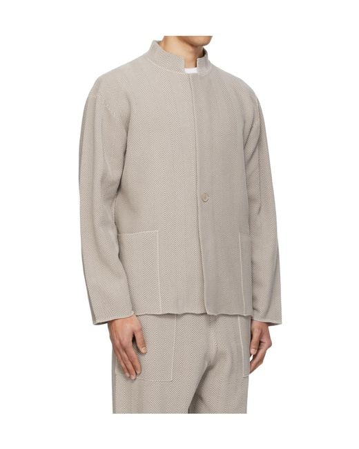 Homme Plissé Issey Miyake Natural Herringbone Casual Jacket for men
