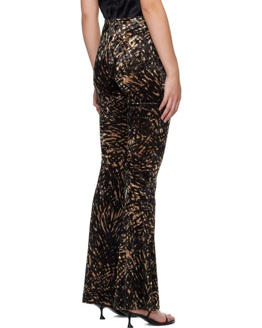 Nanushka Black Abstract-Print Flared Trousers