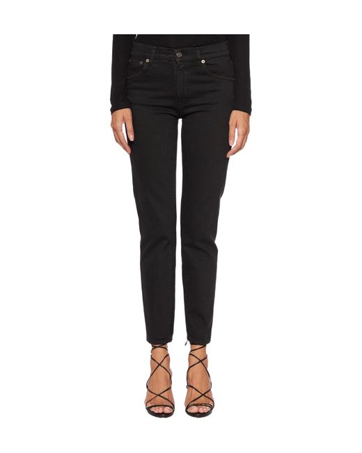 Dondup Black Denim Trousers With Belt Loops