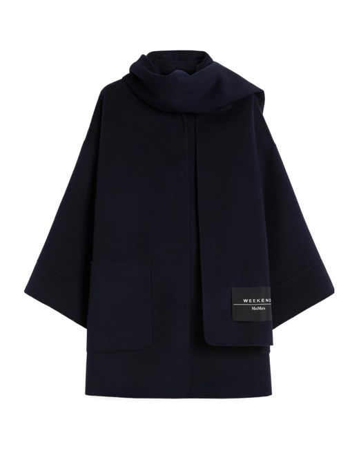 Weekend by Maxmara Blue Mandarin Collar Relaxed Coat