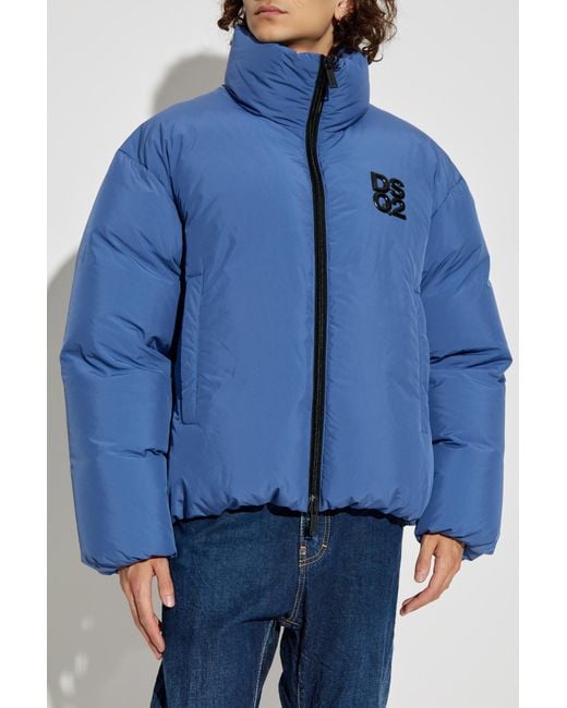 DSquared² Blue Zip-Up High Neck Down Jacket for men