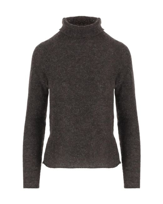 Bruno Manetti Black Turtleneck Knitted Sweater