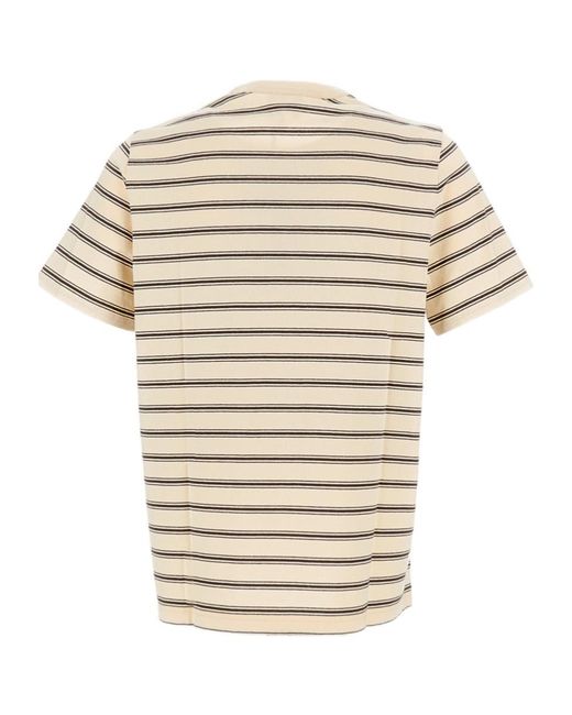 A.P.C. White Striped Crewneck T-Shirt for men