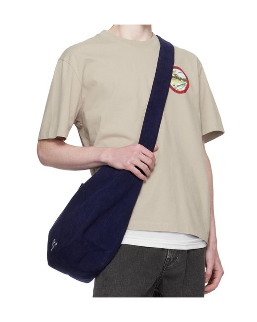 A.P.C. Blue Logo-Print Shoulder Bag for men