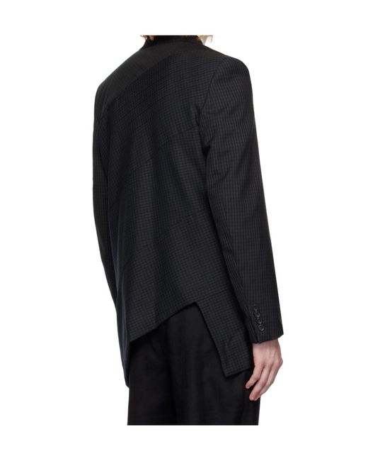 Comme des Garçons Black Check-Print Wool Blazer for men