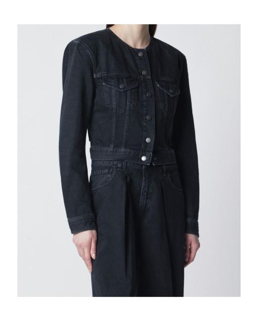 Haikure Black Buttoned Cropped Jacket