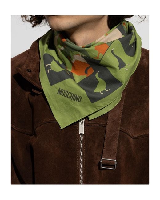 Moschino Green Duck Print Scarf for men