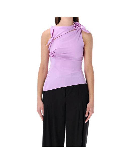 Coperni Purple Floral-Knot Sleeveless Tank Top