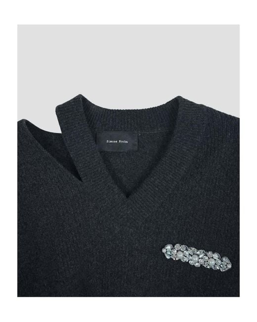 Simone Rocha Gray V-Neck Sweater