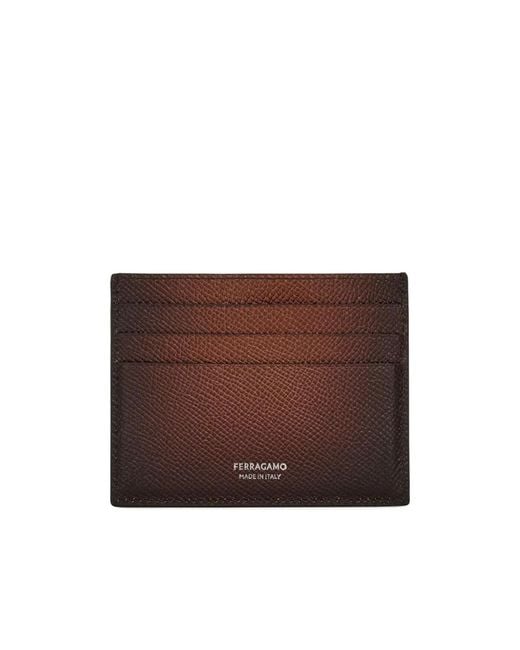 Ferragamo Brown Ferragamo Micro Gancio Card Holder Wallet for men