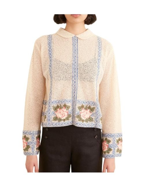 Bode White Embroidered Shirt