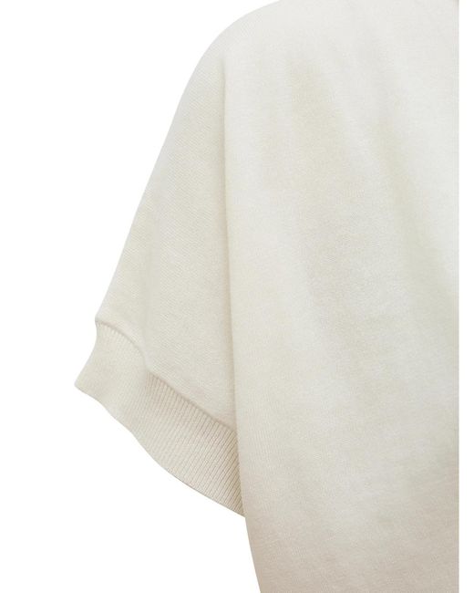 Aspesi White Split Neck Fine-Knit T-Shirt