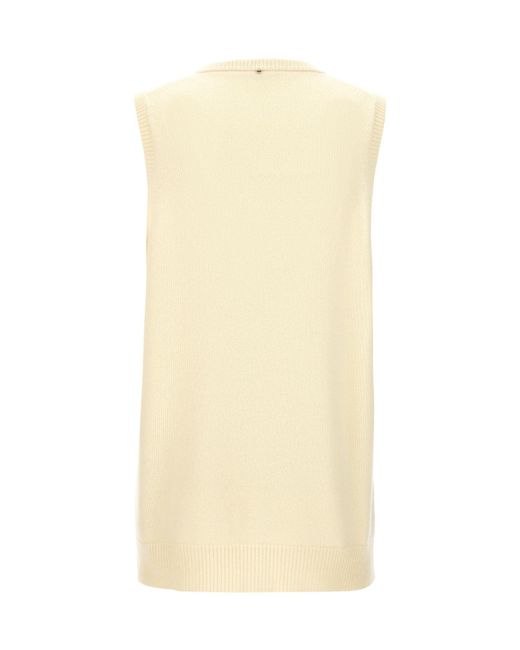 Sportmax Natural Gimmy V-Neck Knitted Top