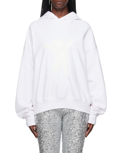 we11done White New Teddy Logo Cotton Hoodie for men