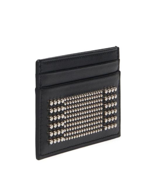 McQueen Black Stud-Detailed Card Holder for men