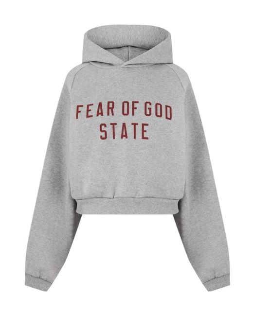 Fear Of God Gray Logo Hooded Sweatshirt