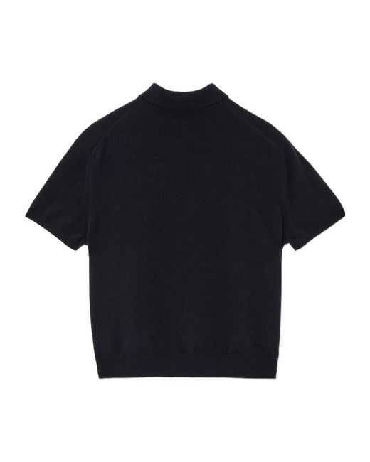 Loro Piana Blue Short-Sleeved Knitted Polo Shirt