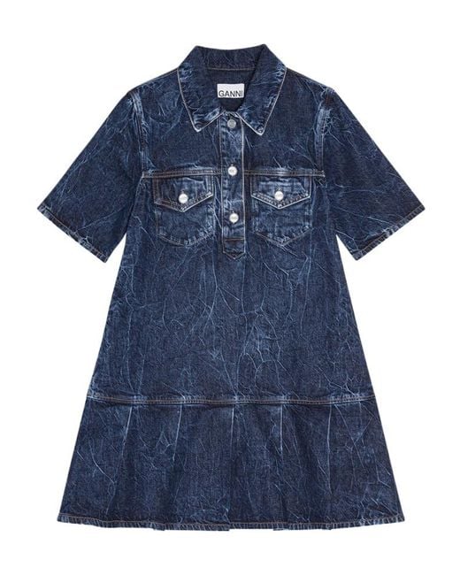 Ganni Blue Denim Mini Dress
