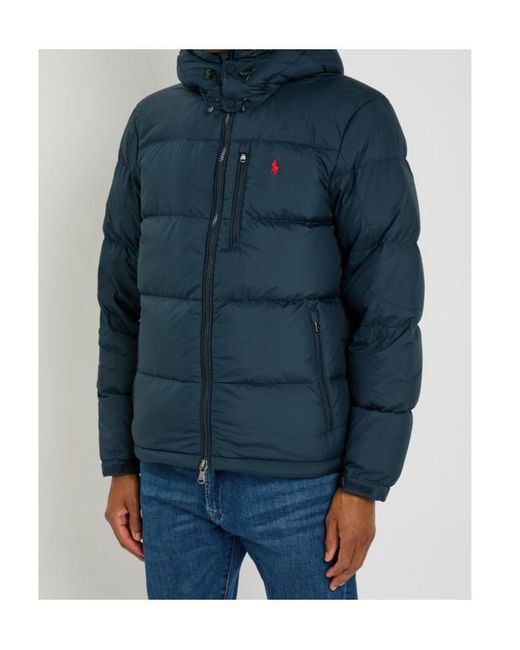 Polo Ralph Lauren Blue Logo-Embroidered Padded Shell Jacket for men