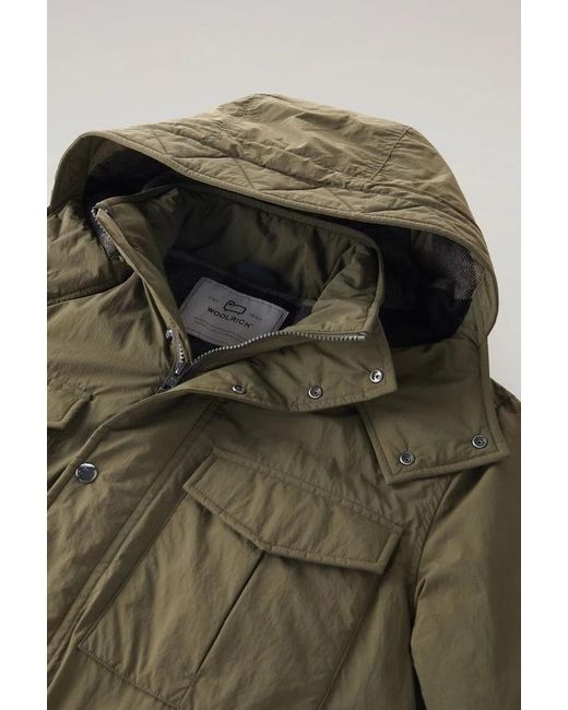 Woolrich Green Hooded Down Jacket for men