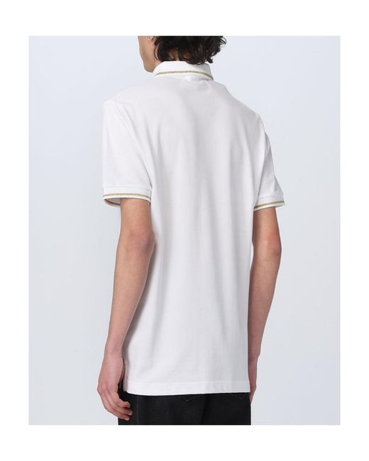 Versace Jeans White Chest Logo-Patch Polo Shirt for men