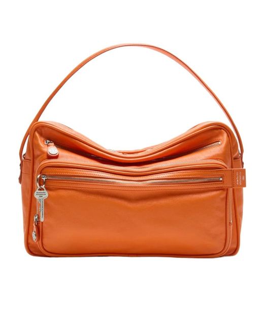 Acne Orange Camero Leather Shoulder Bag