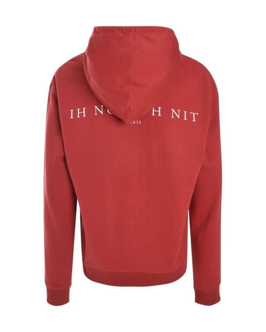 Ih Nom Uh Nit Red Graphic-Print Cotton Hoodie for men
