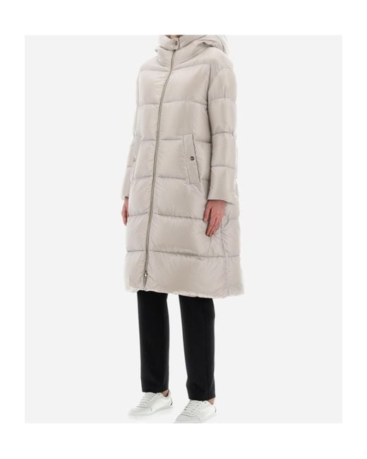 Herno Gray Padded Zip-Up Long Coat