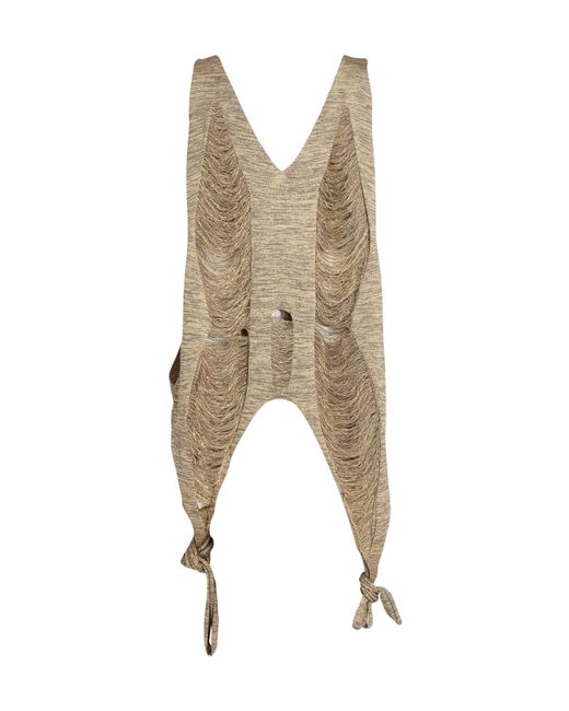 Rick Owens Natural Two-Tone Metallic Knit Sleeveless Top