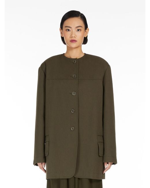 Max Mara Green Recital Buttoned Long-Sleeved Jacket