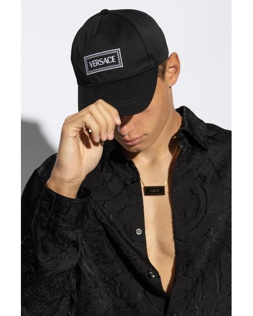 Versace Black Logo-Embroidered Baseball Cap for men