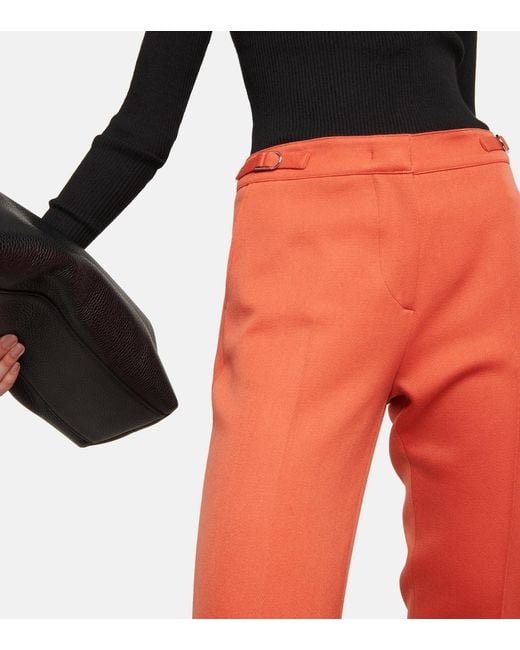 Gabriela Hearst Red Feather-Embellished Sequined Straight-Leg Trousers