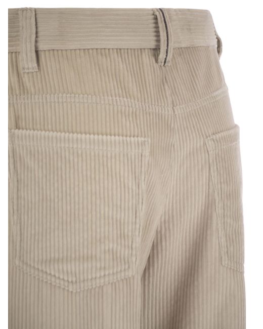 Brunello Cucinelli Natural Monili Detailed Straight Leg Trousers