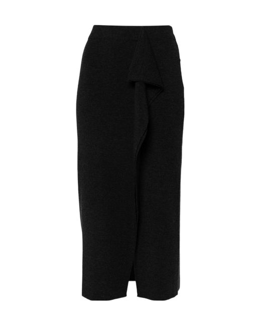 P.A.R.O.S.H. Black Draped Midi Skirt