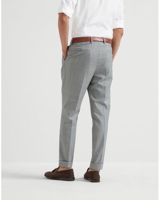 Brunello Cucinelli Gray Straight-Leg Wool Trousers for men