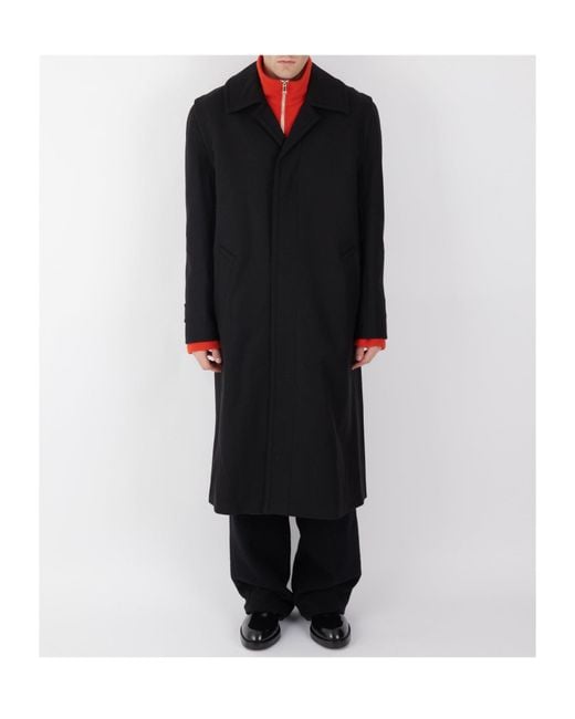 Rier Black Loden Wool Coat for men