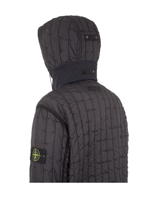 Stone Island Black Compass-Badge Quilted Jacket for men
