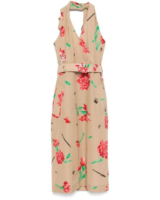 Moschino White Floral Midi Dress