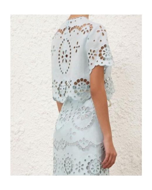 Zimmermann Blue Awaken Embroidered Bodice