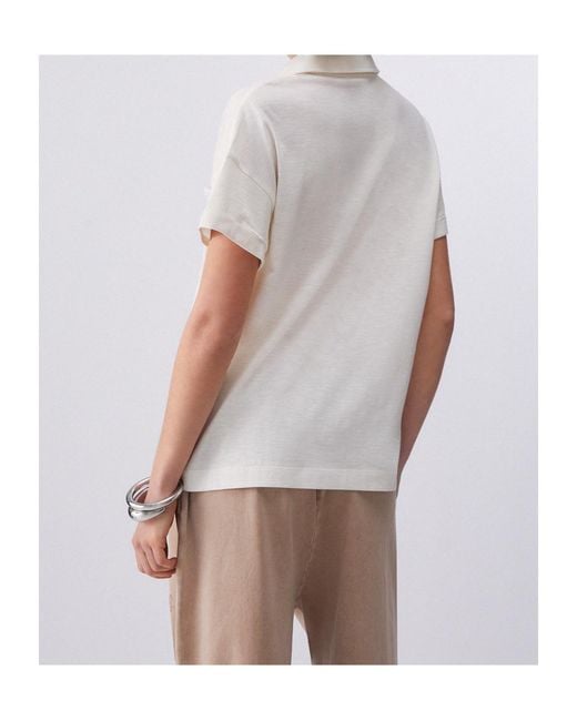 Liu Jo White Crystal-Pocket Polo Top