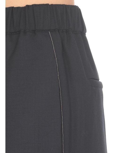 Fabiana Filippi Blue High-Waist Beaded-Trim Trousers
