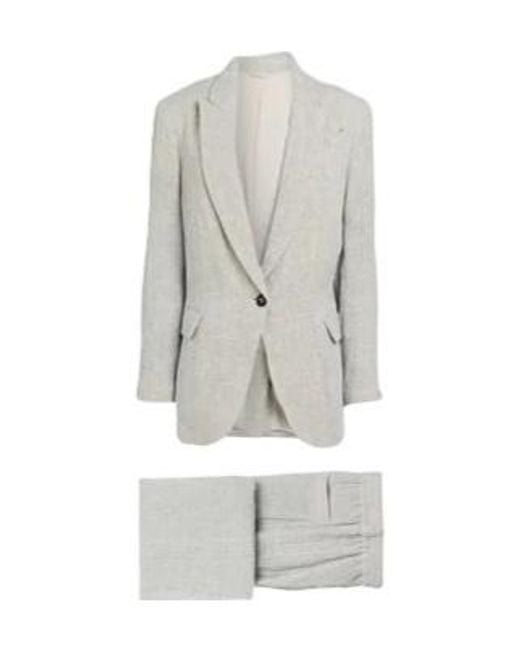Brunello Cucinelli White Simple Solid-Color Suit