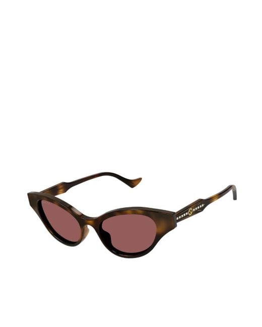 Gucci White Eyewear Cat-Eye Frame Sunglasses
