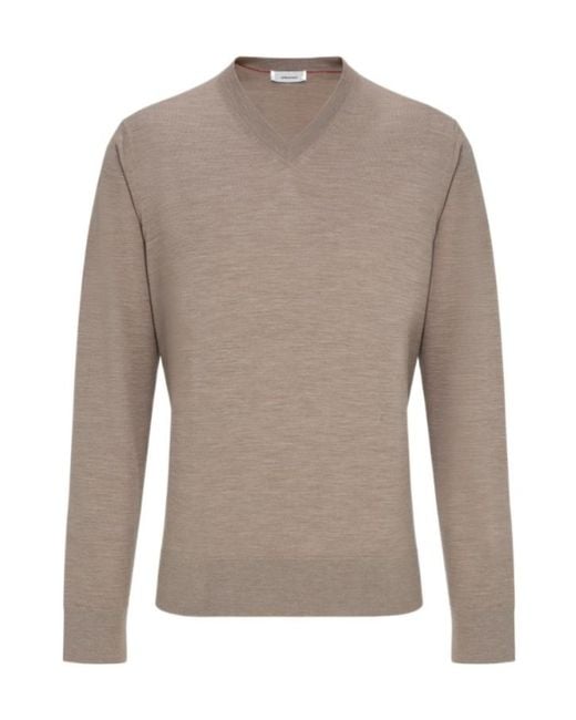 Ferragamo Gray Ferragamo V-Neck Knitted Jumper for men