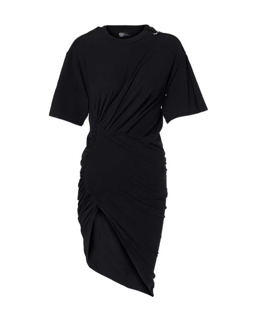 Mugler Black Draped Plain Knit Dress
