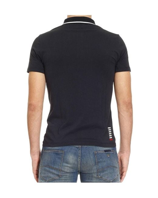 EA7 Blue Short-Sleeved Polo Shirt for men
