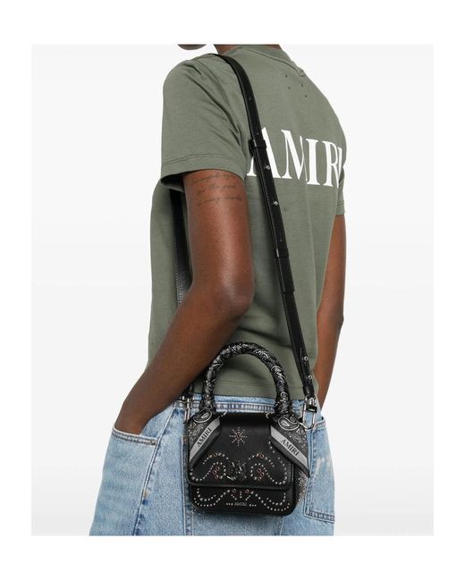 Amiri Black Ma Stud Logo Embellished Micro Handbag