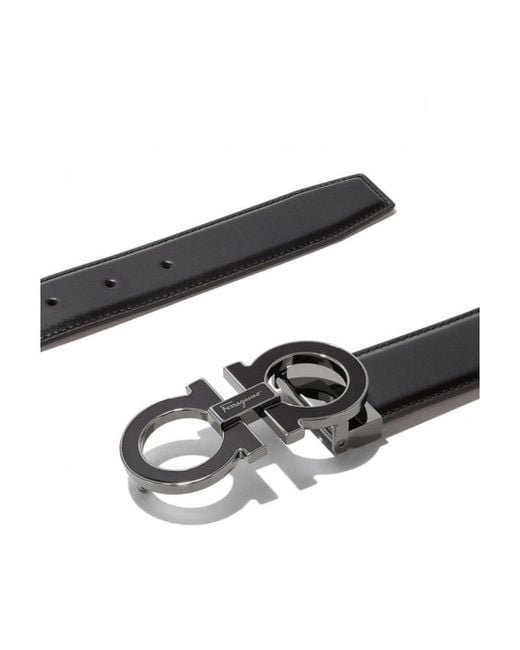 Ferragamo White Double Gancini Buckle Belt for men